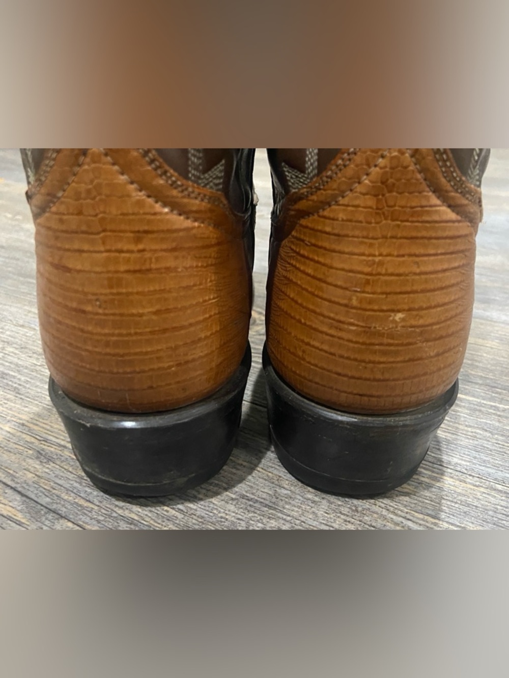 VTG Tony Lama Exotic Lizard Cowboy Brown Boots Size 8B Style 8006 Western Rodeo - Picture 8 of 13